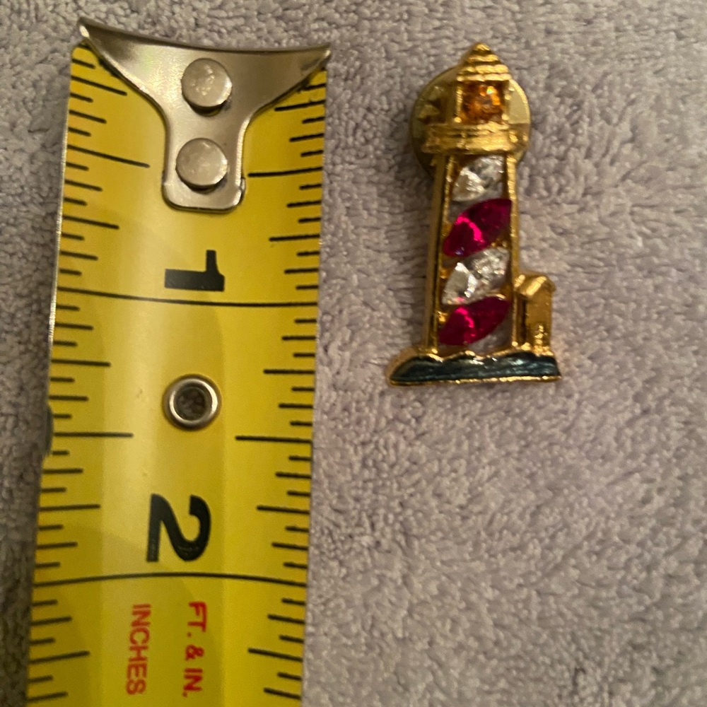 Gold and Red Lighthouse Brooch